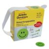 Etikett AVERY 3858 öntapadó jelölőpont adagoló dobozban mosolygós arc mintás zöld 19mm 250 jelölőpont/doboz