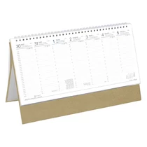 Asztali naptár kép nélküli TOPTIMER T051 álló fehér lapos bézs 2026.