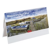 Asztali naptár képes TOPTIMER T056 álló fehér lapos Magyarországot járva fehér papír táblás 2026.