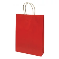 Dísztasak CREATIVE Classic Simple L 26x35x8 cm kraft egyszínű piros sodort füles