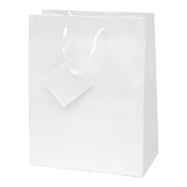 Dísztasak CREATIVE Special Simple M 18cm x 23cm x 10 cm egyszínű fehér zsinórfüles