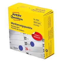 Etikett AVERY 3853 öntapadó jelölőpont adagoló dobozban kék 10mm 800 jelölőpont/doboz Etikett AVERY 3853 öntapadó jelölőpont adagoló dobozban kék 10mm 800 jelölőpont/doboz