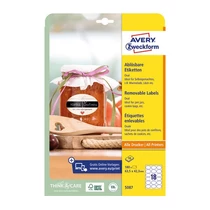Etikett AVERY L5087  63,5x42,3 mm ovális visszaszedhető 10 lapos