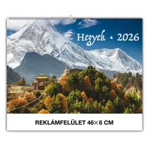 Falinaptár REALSYSTEM 460x320mm fekvő Hegyek 2026. Falinaptár REALSYSTEM 460x320mm fekvő Hegyek 2026.