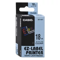 Feliratozó szalag CASIO XR 18 X1 18mm x 8m átlátszó alapon fekete írásszín Feliratozó szalag CASIO XR 18 X1 18mm x 8m átlátszó alapon fekete írásszín