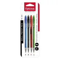 Golyóstoll készlet OPTIMA nyomógombos TB 401 0,7 mm vegyes színek 4 darabos