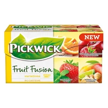 Gyümölcstea PICKWICK Fruit Fusion sárga variációk narancs-eper-meggy-menta-mango-lime-gyömbér 20 filter/doboz Gyümölcstea PICKWICK Fruit Fusion sárga variációk narancs-eper-meggy-menta-mango-lime-gyömbér 20 filter/doboz