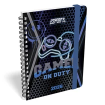 Határidőnapló LIZZY CARD B/6 heti spirálozott gumis Esport game on duty 2026. Határidőnapló LIZZY CARD B/6 heti spirálozott gumis Esport game on duty 2026.