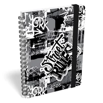 Határidőnapló LIZZY CARD B/6 heti spirálozott gumis Street rules 2026. Határidőnapló LIZZY CARD B/6 heti spirálozott gumis Street rules 2026.