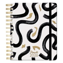 Határidőnapló PLANALL Midi B/6 heti spirálos keményfedelű gumis Black on white 2026. Határidőnapló PLANALL Midi B/6 heti spirálos keményfedelű gumis Black on white 2026.