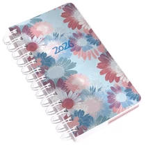 Határidőnapló REALSYSTEM SP5 spirál A/6 napi fehér lapos virágok 2026.