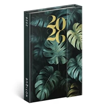 Határidőnapló mágnessel záródó REALSYSTEM 110x160mm heti sárga lapos Monstera 2026.