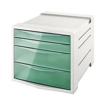 Irattároló ESSELTE Colour Breeze 4 fiókos műanyag áttetsző szürke/zöld
