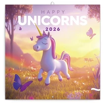 Lemeznaptár REALSYSTEM 300x300mm Happy Unicorns 2026.