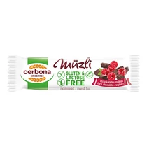 Müzliszelet CERBONA étcsokoládés és málnás gluténmentes 35 g