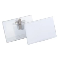Névjegykitűző DURABLE 54x90 mm csiptetővel és tűvel átlátszó 50 darabos