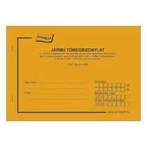 Nyomtatvány jármű tömeg 10 tonna össztömeget megengedett bizonylat  A/5 25x3 sorszámozott Nyomtatvány jármű tömeg 10 tonna össztömeget megengedett bizonylat  A/5 25x3 sorszámozott