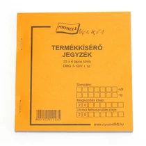 Nyomtatvány termékkisérő jegyzék 25x4 példányos