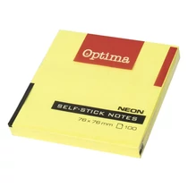 Öntapadós jegyzettömb OPTIMA 75x75mm neon sárga 100 lap