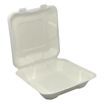 Papírdoboz eldobható 1 részes ételes KOMP cukornád lebomló 20X20x6,5cm natúr  100 darabos