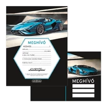 Partimeghívó ARS UNA 10 ív+10 db boríték Lamborghini türkiz Partimeghívó ARS UNA 10 ív+10 db boríték Lamborghini türkiz