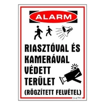 Piktogram Riasztóval és kamerával védett terület fehér Piktogram Riasztóval és kamerával védett terület fehér