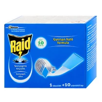 Rovarírtó elektromos készülék szúnyogirtó RAID lapkás + 10 darab utántöltő Rovarírtó elektromos készülék szúnyogirtó RAID lapkás + 10 darab utántöltő