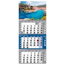 Speditőr naptár REALSYSTEM 1 tömbös 3 havi kék Európa 2026.