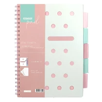 Spirálfüzet kockás STREET Pad A/4 100 lapos regiszteres pasztell rózsaszín