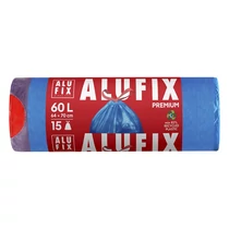 Szemeteszsák ALUFIX 60L 26 mikronos zárószalaggal kék 15 darabos