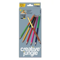 Színes ceruza CREATIVE JUNGLE grey kétvégű háromszögletű 12 darabos 24 színű