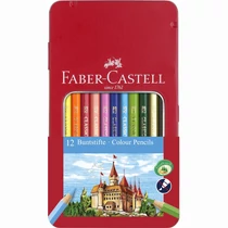 Színes ceruza FABER-CASTELL hatszögletű fémdobozos 12 darabos