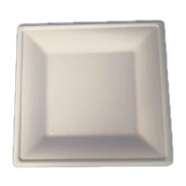 Szögletes eldobható papírtányér  KOMP cukornád lebomló 20x20 cm natúr 50 darabos