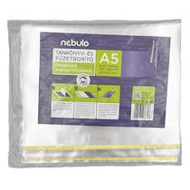 Tankönyvborító NEBULO A/5 öntapadós csíkkal víztiszta 65mic 47x26 cm 10 darabos