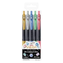 Zseléstoll készlet ZEBRA Sarasa Clip Vintage nyomógombos 0,5 mm 5 darabos dekor színek