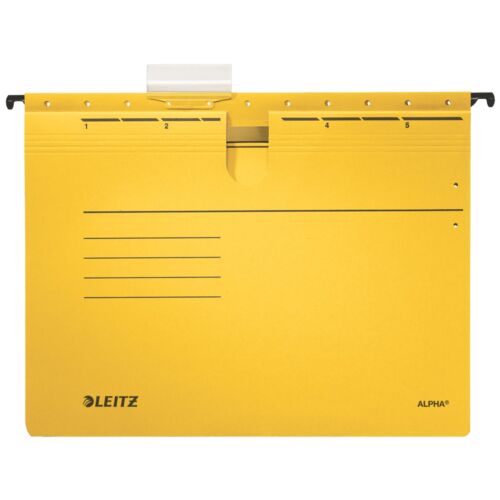 Függőmappa gyorsfűző szerkezettel LEITZ Alpha A/4 karton sárga 25 db/doboz