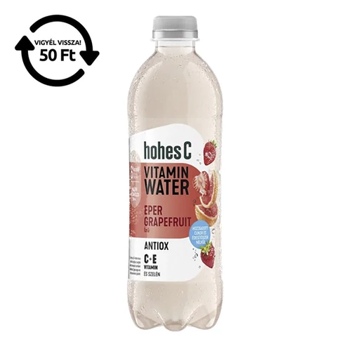 Ásványvíz szénsavmentes HOHES C Vitamin Antiox eper-grapefruit 10% 0,5 L DRS