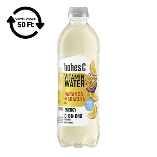 Ásványvíz szénsavmentes HOHES C Vitamin Energy narancs- maracuja 9% 0,5 L DRS