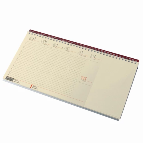 Asztali naptár kép nélküli REALSYSTEM fekvő sárga lapos blokktömbös bordó 2026.