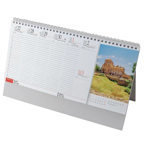 Asztali naptár képes REALSYSTEM álló fehér lapos Magyarország 2026.