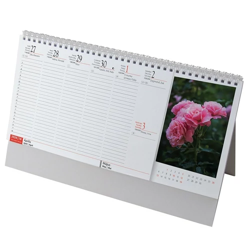 Asztali naptár képes REALSYSTEM álló fehér lapos Virágok 2026.