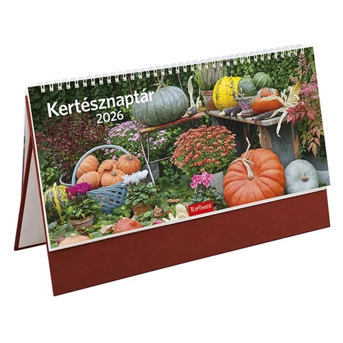 Asztali naptár képes TOPTIMER T054 álló fehér lapos Kertész bordó 2026.