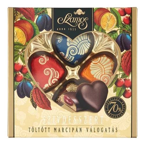 Csokoládé SZAMOS Töltött szívdesszert díszdoboz 50 g
