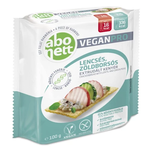 Extrudált kenyér ABONETT VeganPro lencsés-zöldborsós gluténmentes 100 g