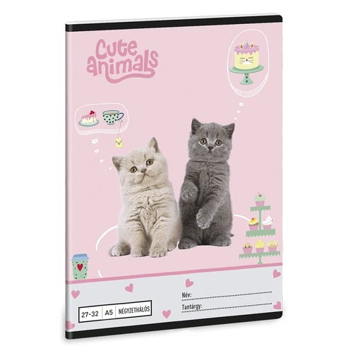 Füzet kockás ARS UNA A/5 32 lapos 27-32 Cute Animals-Tea Party