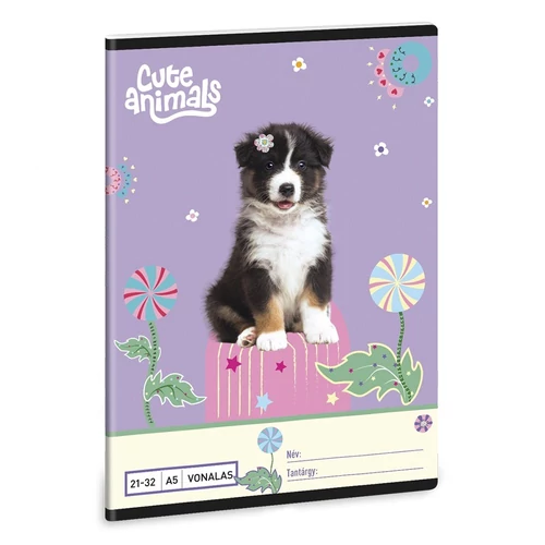 Füzet vonalas ARS UNA A/5 32 lapos 21-32 4-8.osztályos Cute Animals-Aussie
