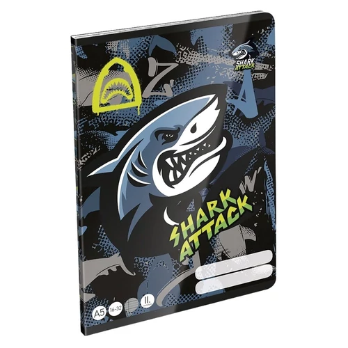 Füzet vonalas LIZZYSULI A/5 32 lapos 16-32 2.osztályos Shark Attack