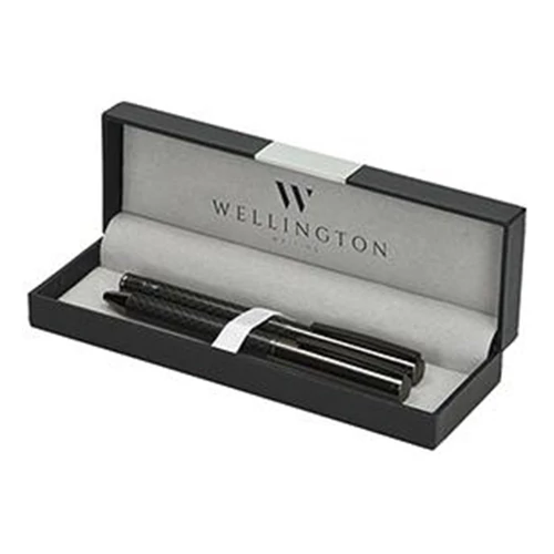 Golyóstoll készlet WELLINGTON Carbon golyóstoll + rollertoll antracit díszdobozban
