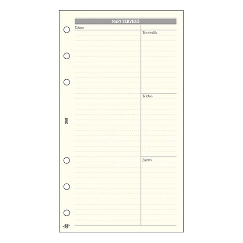 Gyűrűs kalendárium betét SATURNUS L368 bianco napi tervező sárga lapos