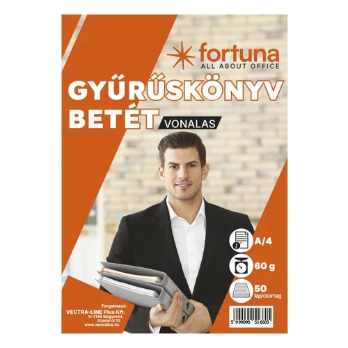 Gyűrűskönyv betét FORTUNA A/4 50 lapos 4 lyukú vonalas